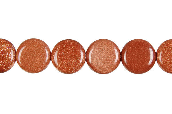 Gold Stone Beads - Coin - 12x12mm - 16-inch - unbranded beads for jewelry making