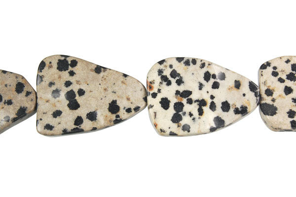 Dalmatian Jasper Beads - Wavy Triangle - 20x30mm - 16-inch - unbranded beads for jewelry making