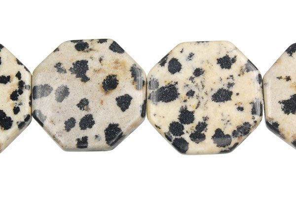 Dalmatian Jasper Beads - Octagon - 20x20mm - 16-inch - unbranded beads for jewelry making