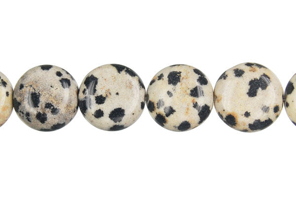 Dalmatian Jasper Beads - Button - 12x12mm - 16-inch - unbranded beads for jewelry making