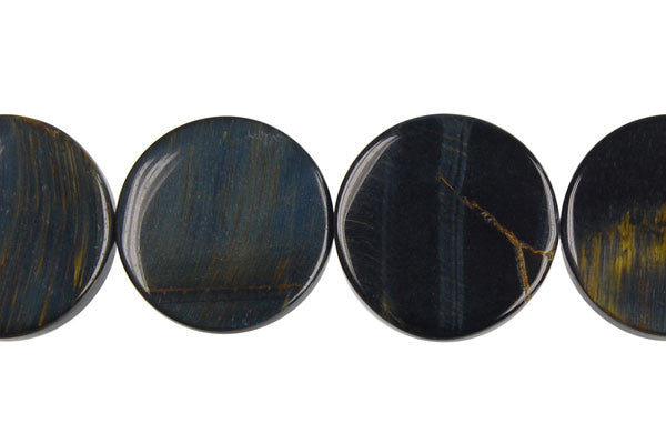 Blue Tiger's Eye Beads - Blue Tiger Eye Coin - 20x20mm - 16-inch - unbranded beads for jewelry making