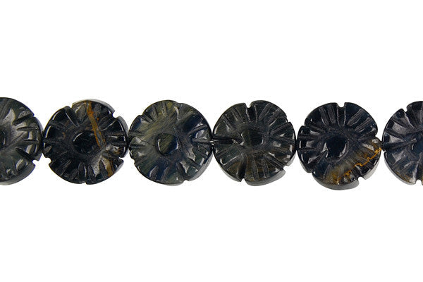 Blue Tiger's Eye Beads - Blue Tiger Eye Carved Clubs - 12x12mm - 16-inch - unbranded beads for jewelry making