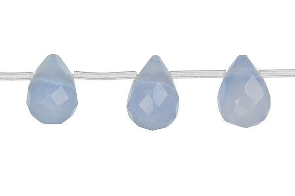 Blue Chalcedony Beads - Faceted Briolette Beads - 10x14mm - 16-inch - unbranded beads for jewelry making