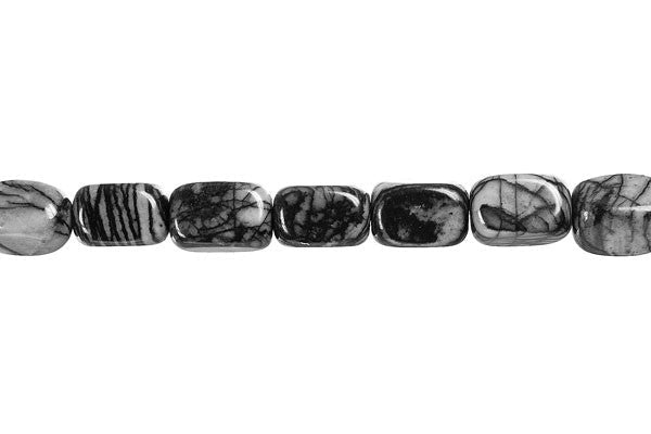 Spider Webbed Jasper Beads - Smooth Nugget - 8x12mm - 16-inch - unbranded beads for jewelry making