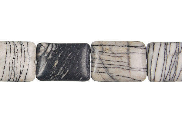 Spider Webbed Jasper Beads - Flat Rectangle - 13x18mm - 16-inch - unbranded beads for jewelry making