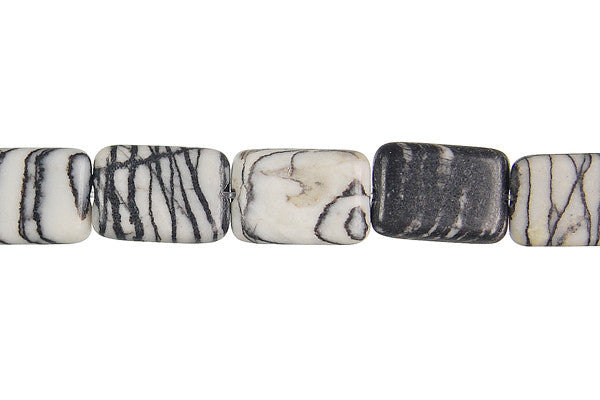 Spider Webbed Jasper Beads - Flat Rectangle - 10x14mm - 16-inch - unbranded beads for jewelry making
