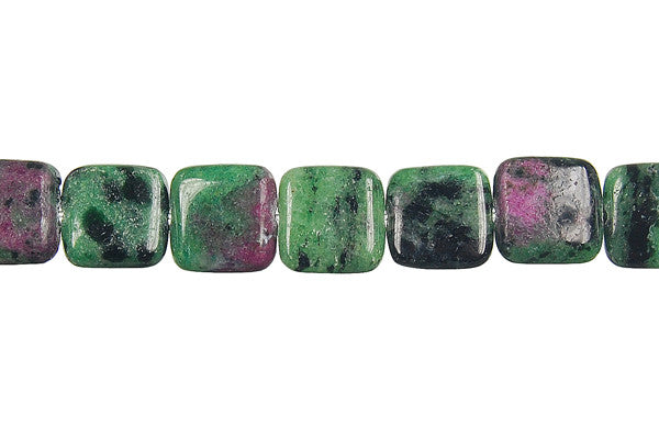Ruby Zoisite Beads - Flat Square - 10x10mm - 16-inch - unbranded beads for jewelry making