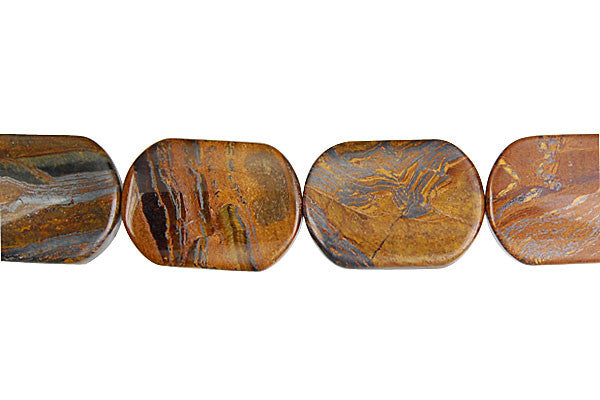 Tiger Iron Jasper Beads - Tiger Iron (AAA) Rectangle Flat Oval - 13x18mm - 16-inch - unbranded beads for jewelry making