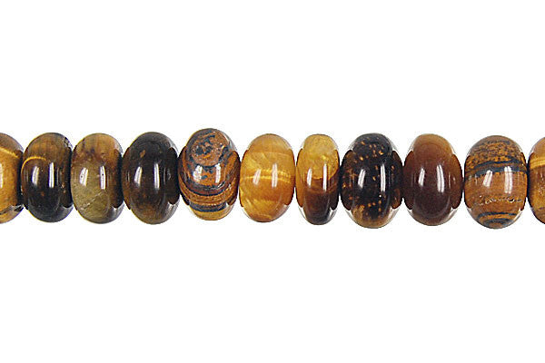 Tiger's Eye Beads - Rondelle - 6x10mm - 16-inch - unbranded beads for jewelry making