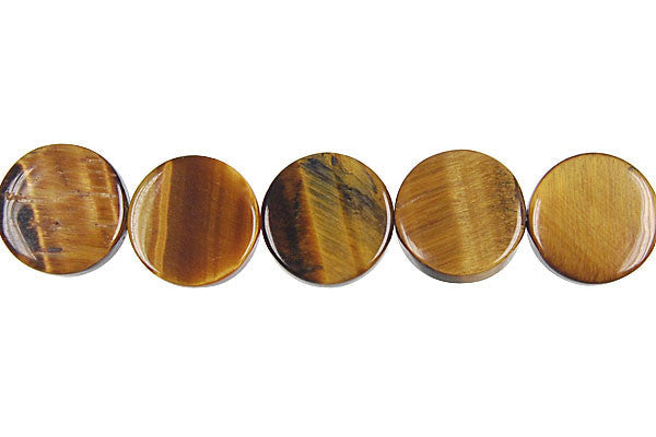 Tiger's Eye Beads - Coin - 12x12mm - 16-inch - unbranded beads for jewelry making
