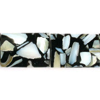 Shell MOP Beads - Shell (Black & White) Puffy Rectangle - 18x25mm - 16-inch - unbranded beads for jewelry making