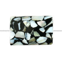 Shell MOP Beads - Shell (Black & White) Puffy Rectangle - 25x35mm - 16-inch - unbranded beads for jewelry making