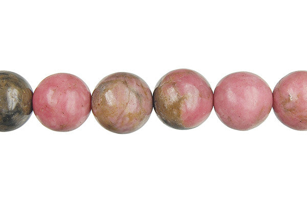 Rhodonite Beads - Round - 12mm - 16-inch - unbranded beads for jewelry making