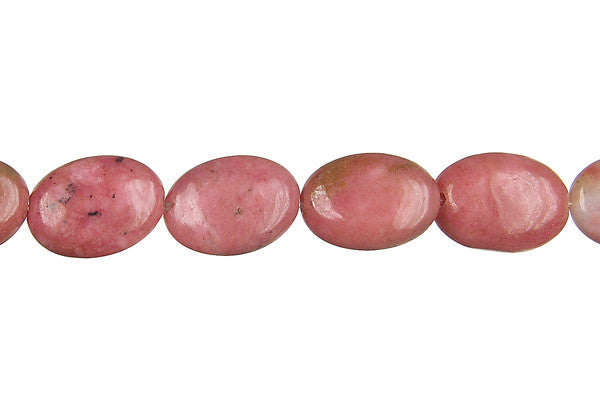 Rhodonite Beads - Flat Oval - 10x14mm - 16-inch - unbranded beads for jewelry making