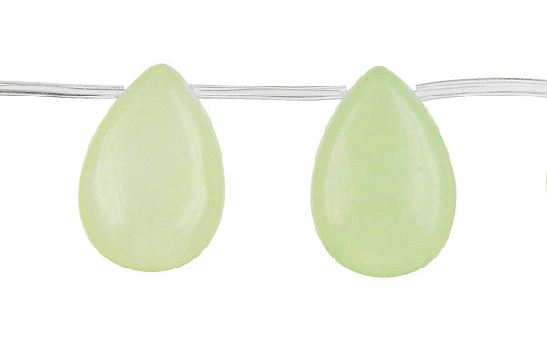 New Jade Beads - Flat Briolette - 18x25mm - 8-inch - unbranded beads for jewelry making
