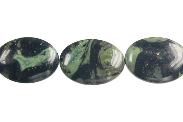 Kambaba Jasper Beads - Flat Oval - 13x18mm - 16-inch - unbranded beads for jewelry making