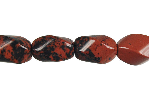 Mahogany Obsidian Beads - Square Twisted Rice - 10x14mm - 16-inch - unbranded beads for jewelry making