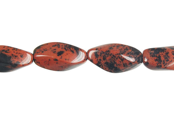 Mahogany Obsidian Beads - Square Twisted Rice - 8x16mm - 16-inch - unbranded beads for jewelry making