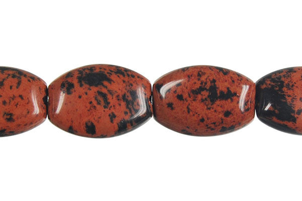 Mahogany Obsidian Beads - Rectangle Flat Oval - 13x18mm - 16-inch - unbranded beads for jewelry making