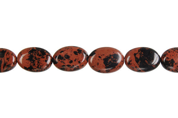 Mahogany Obsidian Beads - Flat Oval - 8x12mm - 16-inch - unbranded beads for jewelry making