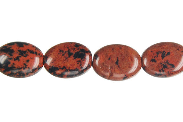 Mahogany Obsidian Beads - Flat Oval - 10x14mm - 16-inch - unbranded beads for jewelry making