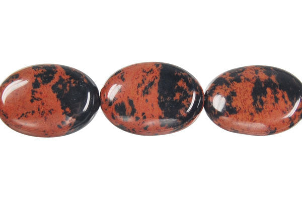 Mahogany Obsidian Beads - Flat Oval - 13x18mm - 16-inch - unbranded beads for jewelry making
