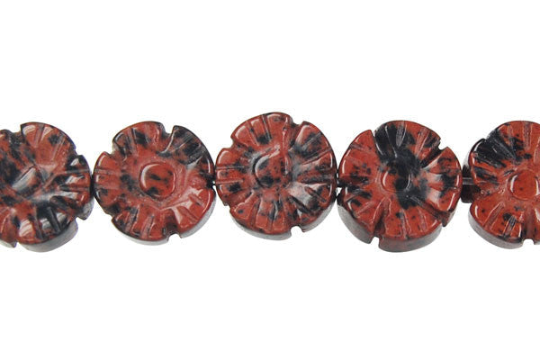 Mahogany Obsidian Beads - Carved Clubs - 12mm - 16-inch - unbranded beads for jewelry making