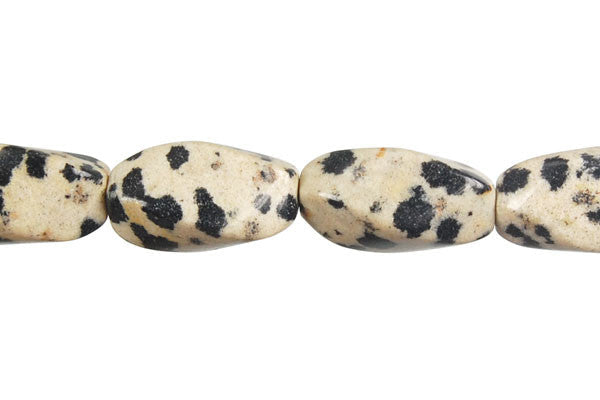 Dalmatian Jasper Beads - Square Twisted Rice - 8x16mm - 16-inch - unbranded beads for jewelry making