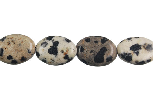 Dalmatian Jasper Beads - Flat Oval - 10x14mm - 16-inch - unbranded beads for jewelry making
