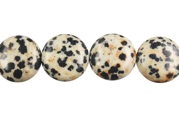 Dalmatian Jasper Beads - Button - 14mm - 16-inch - unbranded beads for jewelry making