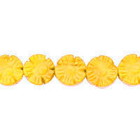 Yellow Quartz Glass Beads - Carved Clubs Coin - 12x12mm - 16-inch - unbranded beads for jewelry making