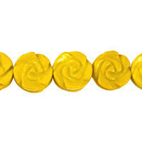 Yellow Quartz Glass Beads - Carved Rose Coin - 14x14mm - 16-inch - unbranded beads for jewelry making