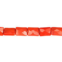 Coral Quartz Glass Beads - Faceted Rectangle - 8x10mm - 16-inch - unbranded beads for jewelry making