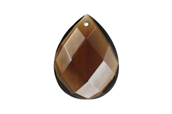 Smoky Quartz Glass Pendants: Flat Oval & Briolette - 2 Styles