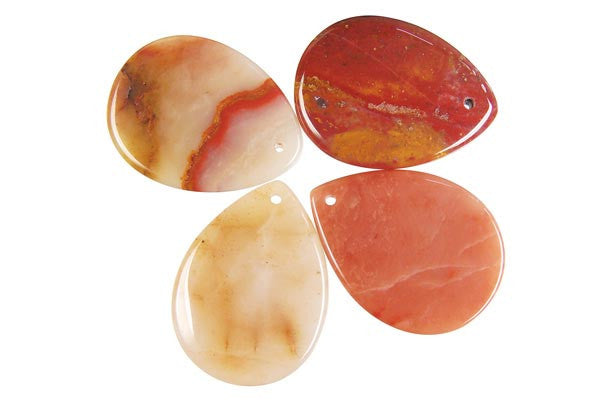 Oregon Picture Jasper Flat Briolette - 30x40mm - Piece - unbranded Oregon Picture Jasper pendant for jewelry making