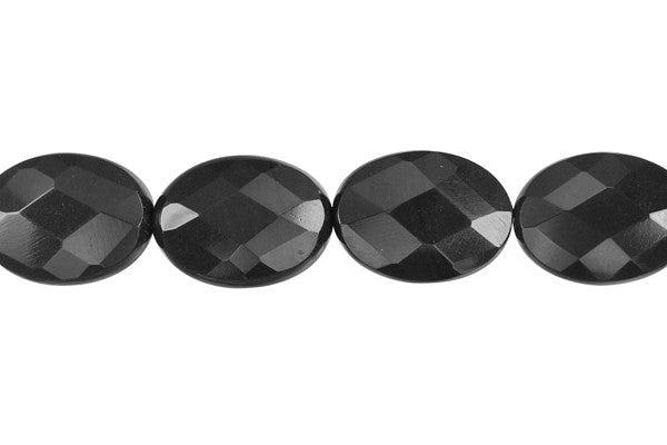 Black Jasper Beads - Faceted Flat Oval - 13x18mm - 16-inch - unbranded beads for jewelry making