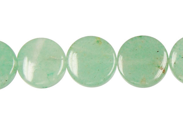 Green Aventurine Beads - Coin - 14x14mm - 16-inch - unbranded beads for jewelry making