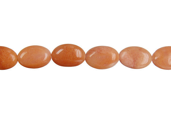 Peach Aventurine Beads - Flat Oval - 8x12mm - 16-inch - unbranded beads for jewelry making