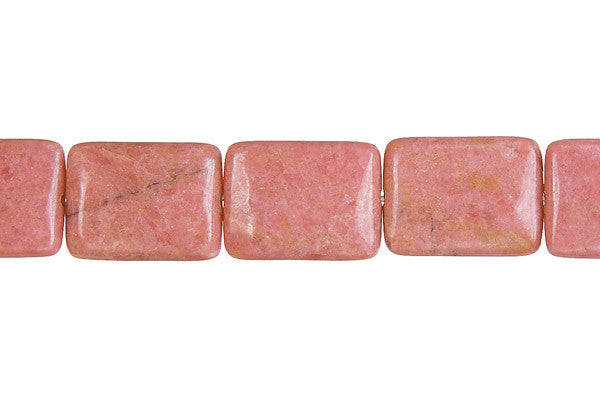 Rhodonite Beads - Flat Rectangle - 12x16mm - 16-inch - unbranded beads for jewelry making