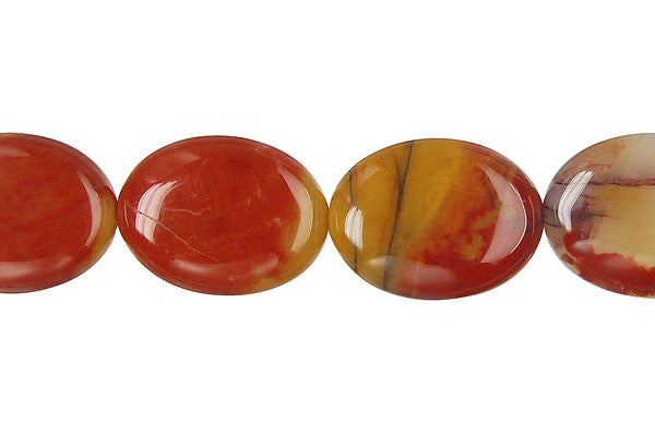 Oregon Picture Jasper Beads - Flat Oval - 15x20mm - 16-inch - unbranded beads for jewelry making