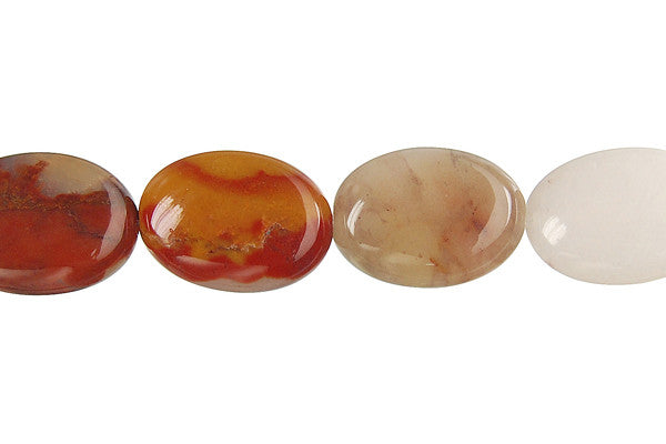 Oregon Picture Jasper Beads - Flat Oval - 13x18mm - 16-inch - unbranded beads for jewelry making