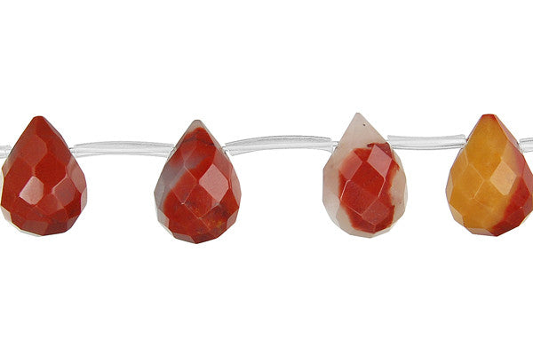 Oregon Picture Jasper Beads - Faceted Briolette - 10x14mm - 16-inch - unbranded beads for jewelry making