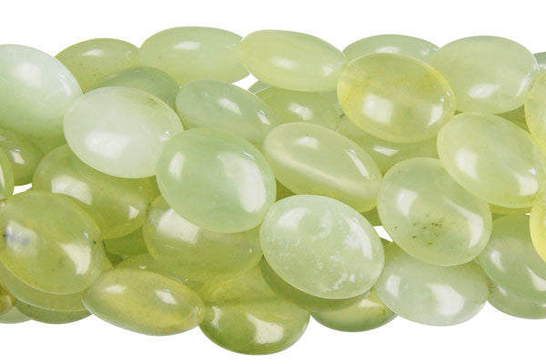 New Jade Beads - Flat Oval - 13x18mm - 16-inch - unbranded beads for jewelry making