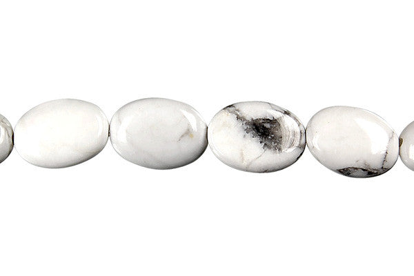 Howlite Beads - Flat Oval - 10x14mm - 16-inch - unbranded beads for jewelry making