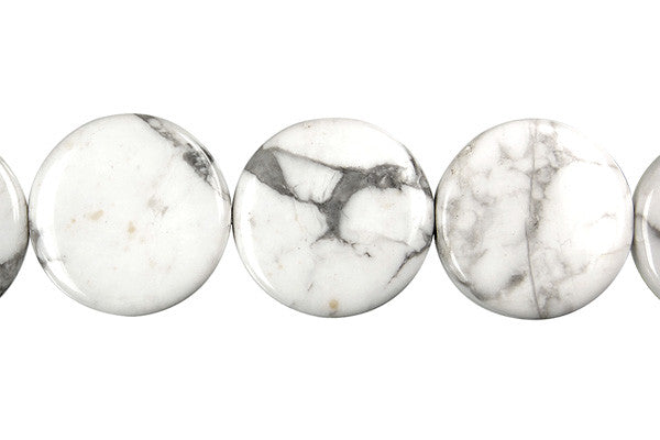 Howlite Beads - Coin - 20x20mm - 16-inch - unbranded beads for jewelry making