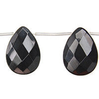 Black Jasper Beads - Faceted Flat Briolette - 13x18mm - 16-inch - unbranded beads for jewelry making