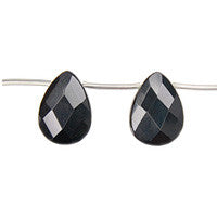 Black Jasper Beads - Faceted Flat Briolette - 18x25mm - 8-inch - unbranded beads for jewelry making
