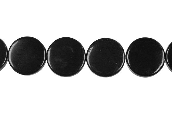 Black Jasper Beads - Coin - 14x14mm - 16-inch - unbranded beads for jewelry making