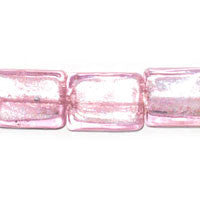 Lampwork Foil Glass Specialty Shape Beads - Flat Rectangle - Pink - 15x20mm 16-inch - unbranded beads for jewelry making