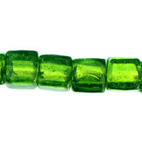 Lampwork Foil Glass Specialty Shape Beads - Cube - Peridot - 12x12mm 16-inch - unbranded beads for jewelry making